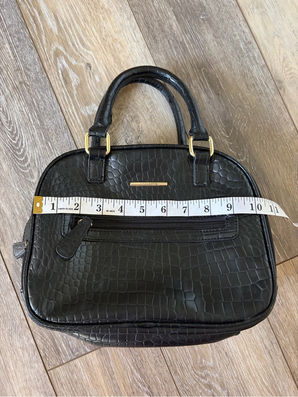 Jaclyn Smith Black Croc-Embossed Dome Satchel Handbag - Picture 6 of 8